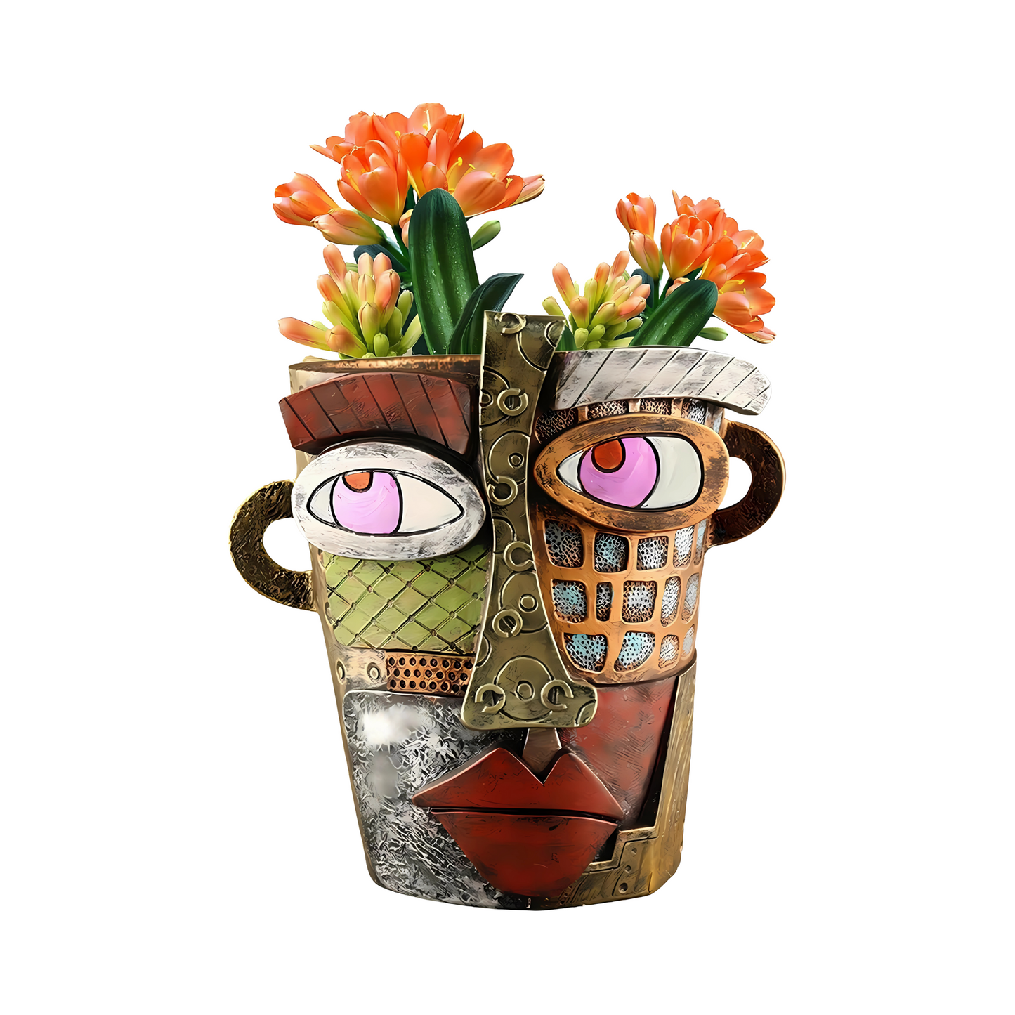 Abstract Face Planter Pot Unique Head Planter Indoor Outdoor Decor