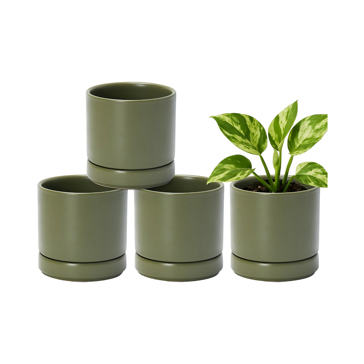 Ceramic Plant Pots Green Succulent Planter Modern Indoor Garden Decor