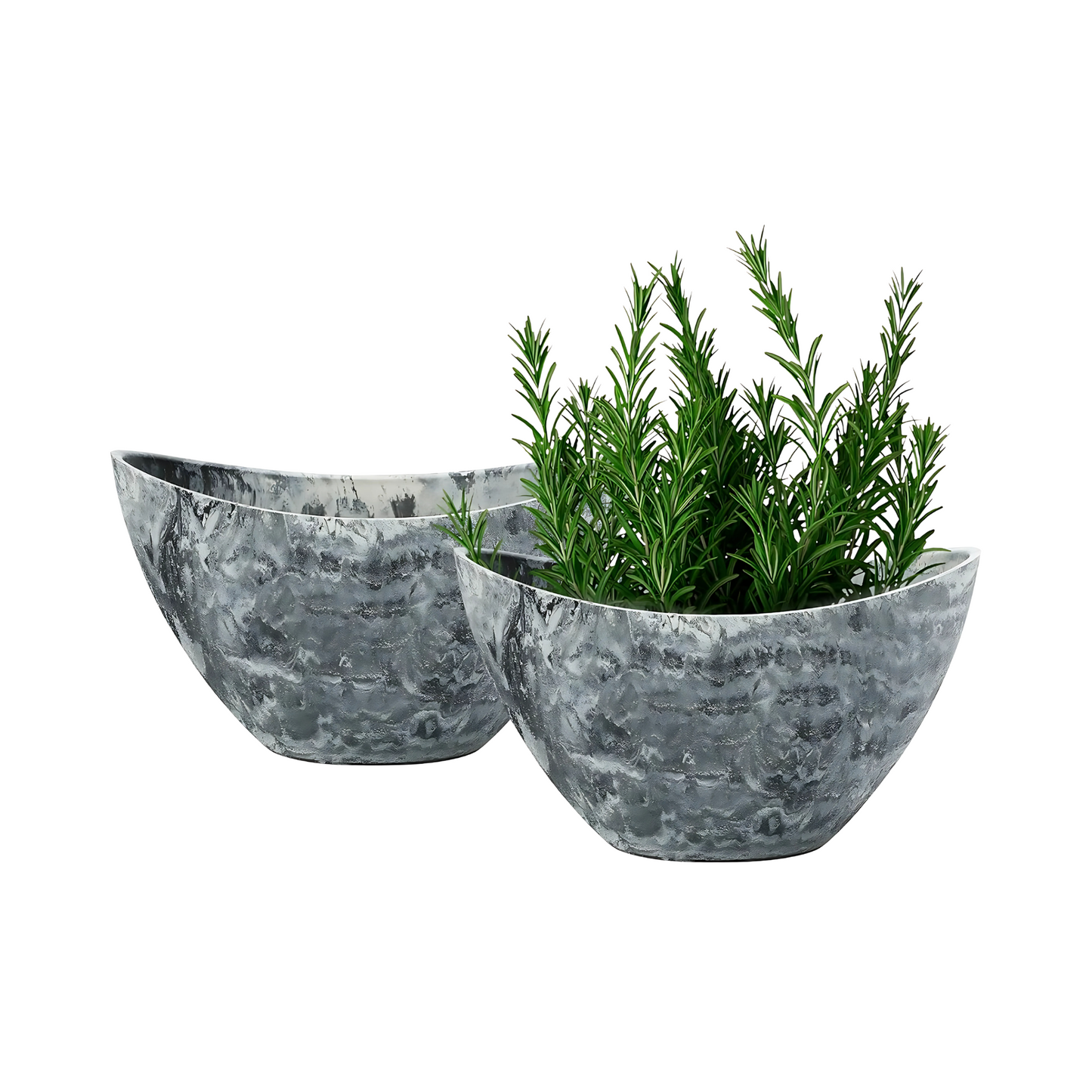 Large Grey Plant Pots with Drainage for Indoor Outdoor Planters