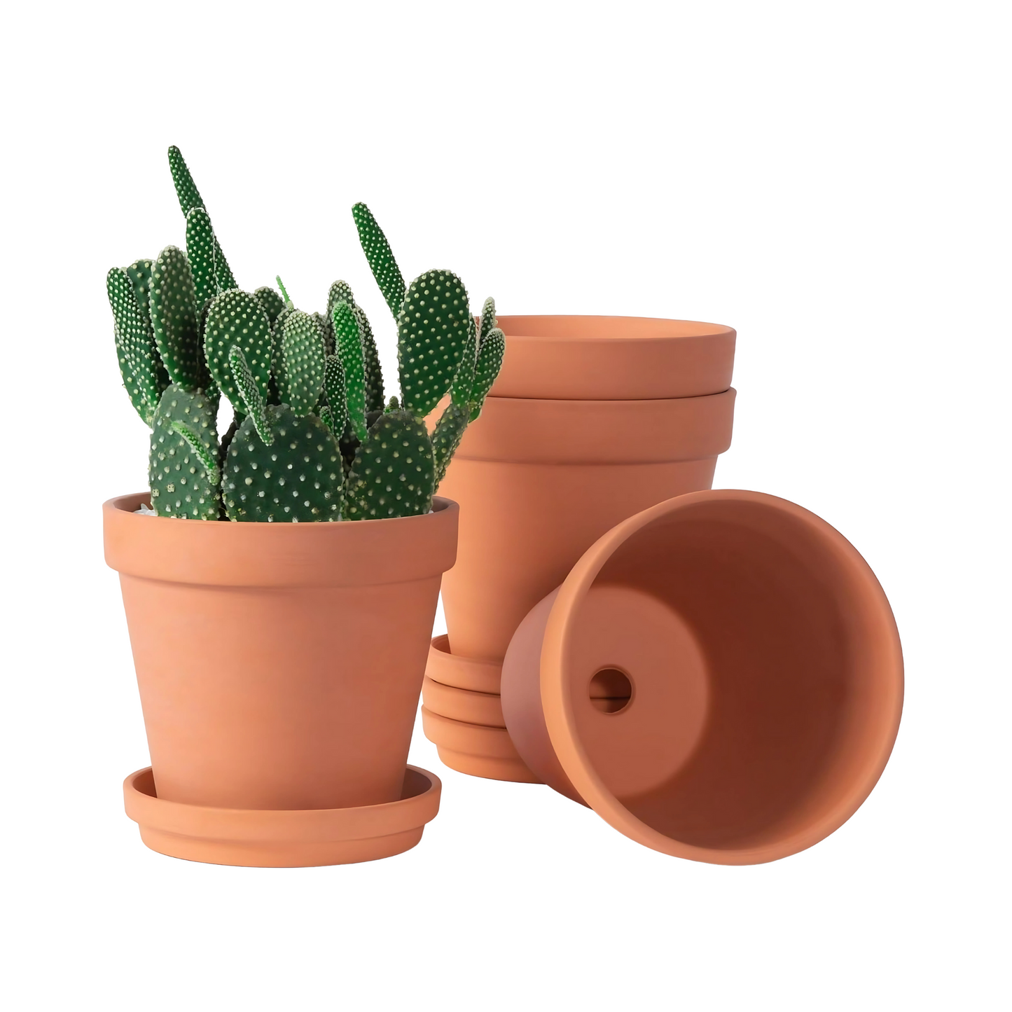 Orange Clay Flower Pots with Saucer for Indoor Outdoor Plants