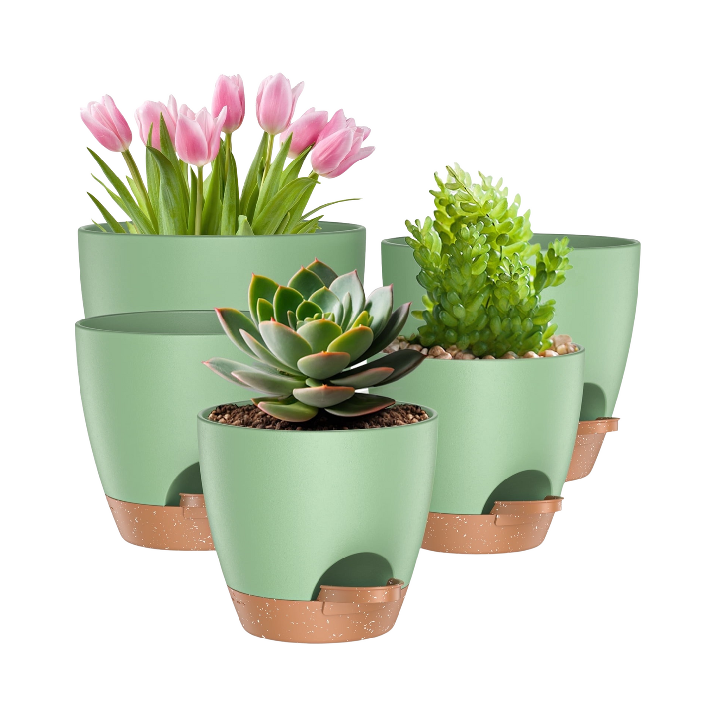 Self Watering Planters with Drainage for Indoor Outdoor Plants